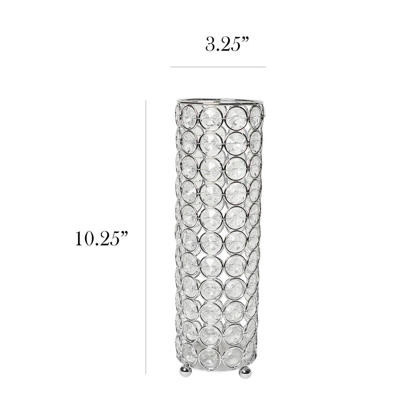 Elegant Designs HG1011-CHR Elipse Crystal Decorative Flower Vase, Candle Holder, Wedding Centerpiece, 10.25 Inch, Chrome - Image 3